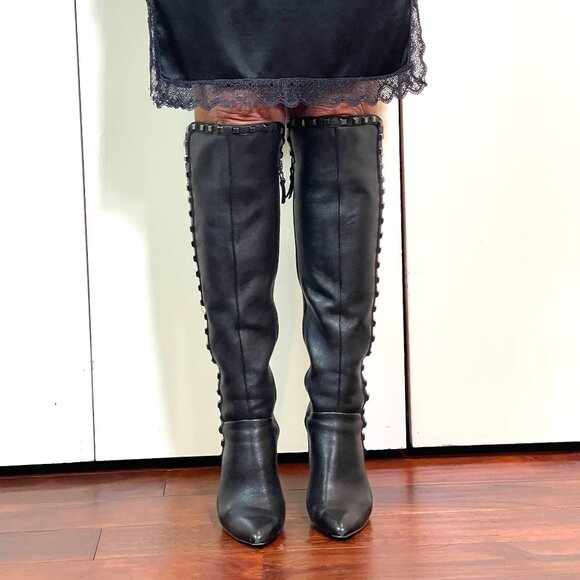 Neiman Marcus studded black leather high bots 6,5 $350
